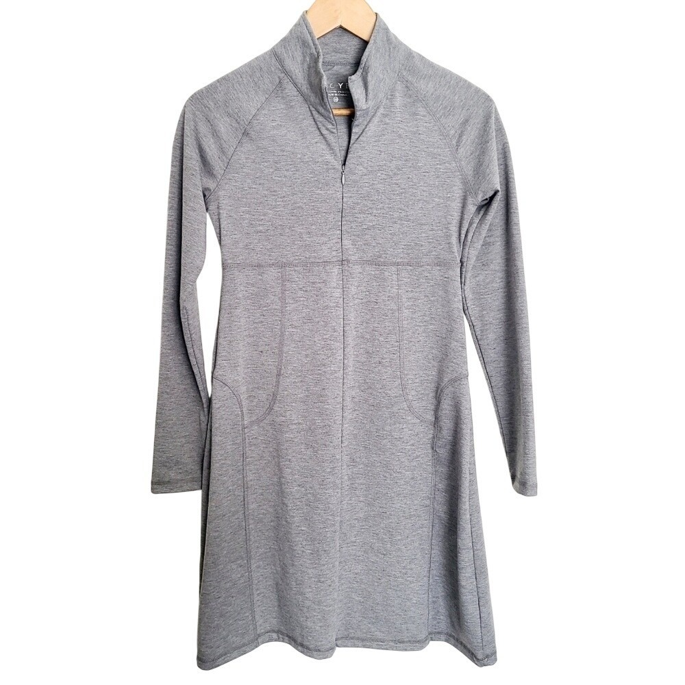 Soybu Adventure Dress Gray Long Sleeve‎ Mock Neck Zipper Front Mini XS